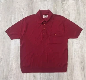 Vintage 60s 70s Mohawk Ban-Lon Red Short Sleeve Polo Shirt Size Large  - Picture 1 of 7