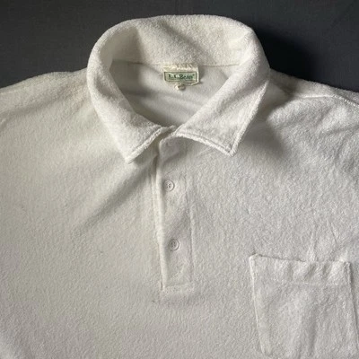 LL Bean Terry cloth Shirt Men Large Shirt Cloth Button Up Thick USA Made - Image 1 of 4