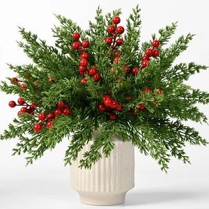 60 Pcs Christmas Artificial Pine Branches, 12.9" Faux Evergreen Norfolk Pine ... - Bild 1 von 8