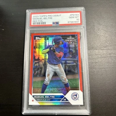 2023 Topps Pro Debut Manuel Beltre Red Foil 3/10 Rookie Psa 10 BLUE JAYS #PD-183 - Image 1 of 3
