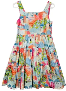 Entro Sleeveless Tiered Mini Dress Smocked Back Lined Adjustable Straps Size S - Picture 1 of 11