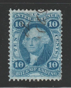 Scott # R32c, Used, F, 10¢ Bill of Lading, Light Manuscript Cancel Dated 1865 - Picture 1 of 2