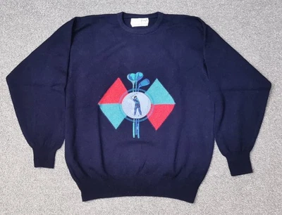 Pringle Nick Faldo Vintage Blue Golf Jumper Size Medium Wool Made In Scotland  - Image 1 of 4