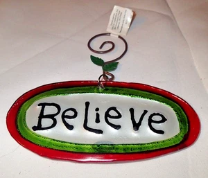 CHRISTMAS ORNAMENT ~ BELIEVE ~ PORCELAIN / CERAMIC *NWT - Picture 1 of 1