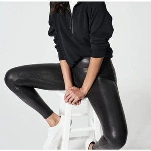 Leggings SPANXshape ecopelle nero stile 2437T taglia XL vita alta alta - Foto 1 di 9