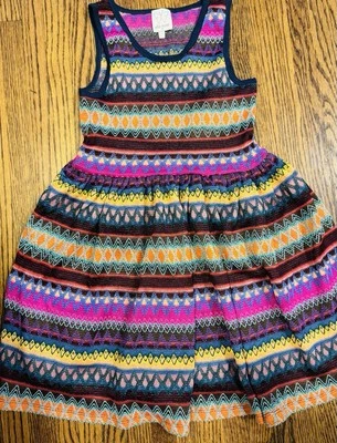 Nuevo Vestido Solero Ella Moss Arco Iris Bordado Chevron Talla 10 Minorista $55 Foto 1 de 2