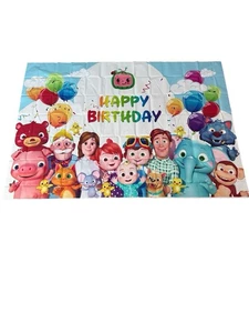 Banner telón de fondo de feliz cumpleaños Cocomelon 7x5 pies - Imagen 1 de 4
