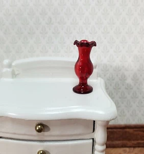 Dollhouse Vase Red Flare Top Real Glass for Flowers 1:12 Scale Tiny Miniature - Picture 1 of 4