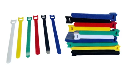 6- Colorful Microfiber  Straps Hook Loop Reusable Fastening Cable  Ties LOT - Image 1 of 4