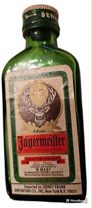 One (1) EMPTY Collectible Jagermeister Bottle 50 ML MINI Airline Hotel Bar SIZE  - Picture 1 of 9