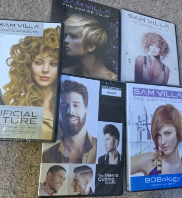 Sam Villa 5 NEW DVDs. Bobology, Curlicious, Artificial Texture, Men’s Cutting . - Image 1 of 3