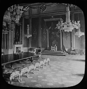 ANTIQUE Magic Lantern Slide BUCKINGHAM PALACE THRONE ROOM C1897 PHOTO  - Picture 1 of 2