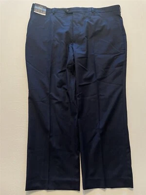 Pantalones de vestir Stafford 46 x 29 azul marino calce clásico COOLMAX para todas las estaciones frente plano nuevos con etiquetas Foto 1 de 4