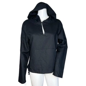 Polo Ralph Lauren Hoodie Womens Medium Black Linen Cotton Blend Casual Preppy - Picture 1 of 6