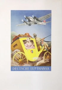 ULLMANN DEUTSCHE LUFTHANSA 1936 VINTAGE POSTER - Picture 1 of 1