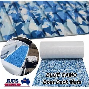 EVA Foam Boat Flooring Marine Teak Decking For Yacht Carpet Blue Camo 240x90cm - Picture 1 of 14