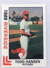 1989 Riverside Red Wave-California League-BEST Baseball Card-Todd Hansen