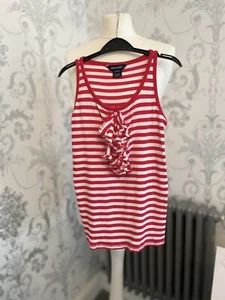 RALPH LAUREN GIRLS STRIPE RED WHITE VEST WITH RUFFLE DETAIL SIZE L AGE 12-14 - Picture 1 of 5