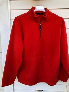 NAUTICA~LG~HERREN~ROST~FLEECE~1/4-Reißverschluss~Mock Rollkragen~Langarm~PULLOVER~NEU - Bild 1 von 4