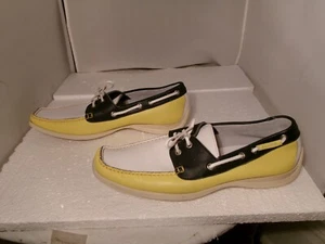 Vintage Tommy Hilfiger Square Toe Loafers Shoes Men Size 11 ? Yellow Blue Italy - Picture 1 of 11