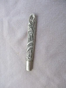 ANTIQUE FRENCH SOLID SILVER GUILLOCHE PENCIL HOLDER ART NOUVEAU MISTLETOE XIXthC - Picture 1 of 12