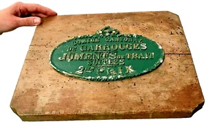 FRENCH AGRICULTURAL PLAQUE VINTAGE MOUNTED ON AN OLD FRENCH TEAK CHOPPING BOARD - Picture 1 of 12