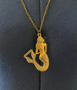 Brass-Tone HugHapy Long Haired Mermaid Pendant & Chain - Picture 1 of 3