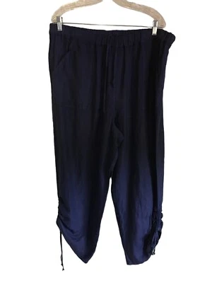 Calça Russ Berens Azul Escuro Tamanho XL Bolsos de Cintura Elásticos Lagenlook Feminina NOVA - Imagem 1 de 4