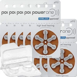 60 Varta Power One Hörgerätebatterien 312 Braun PR41 + Transportbox für 2 Zellen - Bild 1 von 6