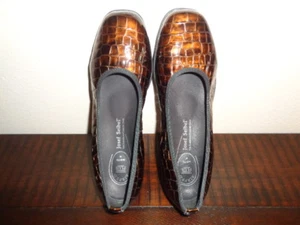 Josef Seibel Airped Plus Brown Croc Patent Leather Wedge Pumps Women's Size 40. - Picture 1 of 7