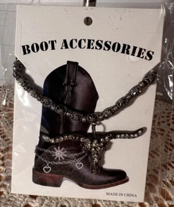 BRAND NEW! Cowboy Boot Accessories - Shiny Faux Crystals With Cow Skull - Picture 1 of 4