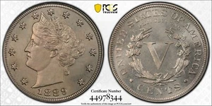 1889 Liberty V Nickel PCGS PR-65 PR65 Proof Original Low Mintage 3,336 - Picture 1 of 5