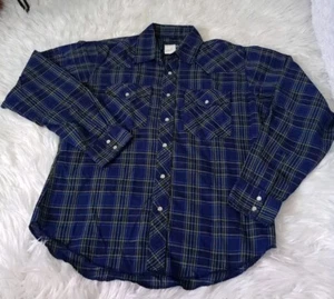 Wrangler Girl Size XL Pearl Snap Western Plaid Button Up Long Sleeve Shirt "AC" - Picture 1 of 6