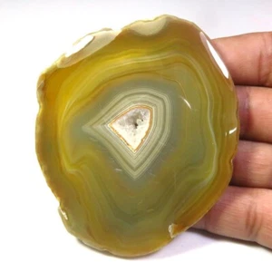 Natural Slice Agate Cabochon Gemstone 73x61 mm Smooth Brown Geode SLICE SCL-1682 - Picture 1 of 4