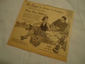 Pabst Blue Ribbon Bier Milwaukee Dose & Flasche 1955 Zeitungspapier Anzeige - Bild 1 von 1