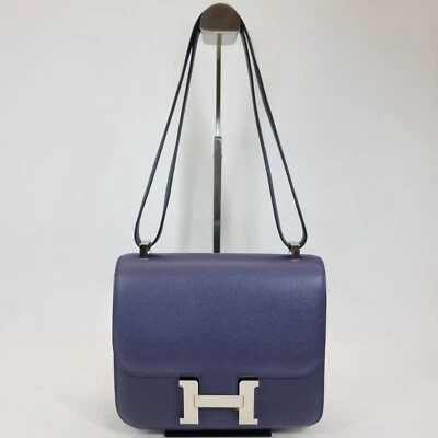 Hermes Constance III 24 Clemence Dark Blue Leather Palladium Hardware Bag - Image 1 of 4