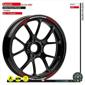 Compatible Ducati Monster 821 797 1100 796 696 White Wire Red Wheel Stickers - Picture 1 of 1
