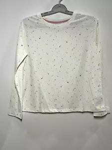 Girls' Long Sleeve Relaxed T-Shirt - Cat & Jack Cream Stars L Plus - Picture 1 of 3