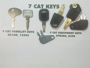 (7) Cat Heavy Equipment & Forklift Keys, CATERPILLAR 5P8500, A5160, 12343 CAT, - Picture 1 of 1