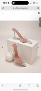 BRAND NEW Amina Muaddi holli Clear Sling back Pumps - Picture 1 of 5