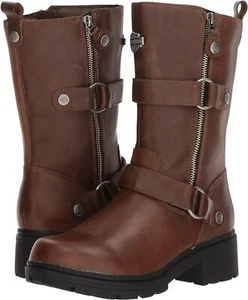 Harley Davidson Women's Ardsley Brown Motorcycle Leather Boots Size US 5 NIB - Picture 1 of 8