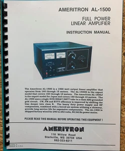 Ameritron AL-1500 Betriebs- & Bedienungsanleitung hochwertig, Kunststoffabdeckungen - Bild 1 von 1