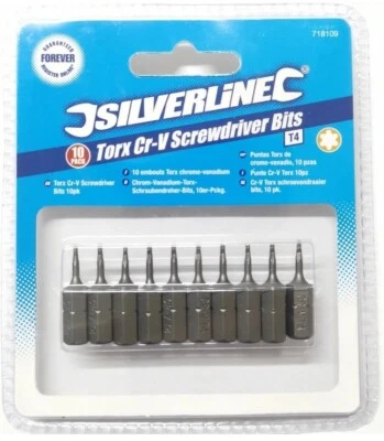 Silverline Torx Cr-V Screwdriver bits T4 1/4" hex drive 25mm Lenght  - Image 1 of 2