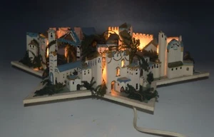1959 MORAVIAN PA CHRISTMAS PUTZ CITY OF BETHLEHEM LIGHTED TOWN 16" JENNIE TREIN - Picture 1 of 18