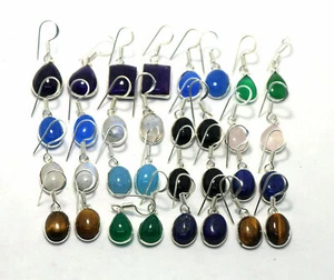 Mezcla de Pendientes de Piedras Preciosas Pendientes de Plata de Ley 925 Joyería Antigua de Alta Calidad~ - Imagen 1 de 2