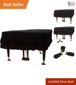 Copri pianoforte a coda pleuche lavabile in lavatrice - Nero, adatto per pianoforti 155 cm e 160 cm - Foto 1 di 6