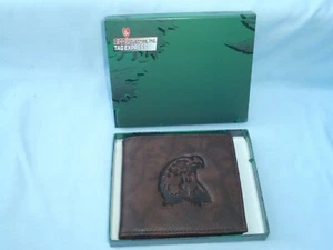 EAGLE head Leather BiFold Wallet NIB by Rico dark brown + - Picture 1 of 5