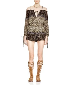 Free People Womens Off-The-Shoulder Romper Jumpsuit, Brown, X-Small - Picture 1 of 2