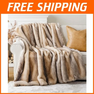 Manta de lujo de piel sintética, acogedor sofá cama de piel de visón Foto 1 de 4