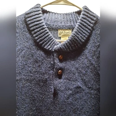 L.L. Suéter Frijol Para Hombres XL Alto Azul Lana de Cordero Pescador Preppy Exterior Hippie Foto 1 de 4